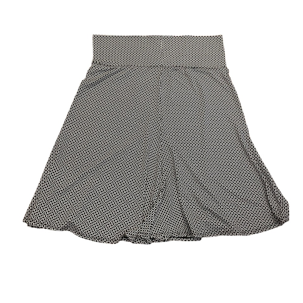 Max Studio Womens Geometric Print Skirt L Black White Knee‎ Length